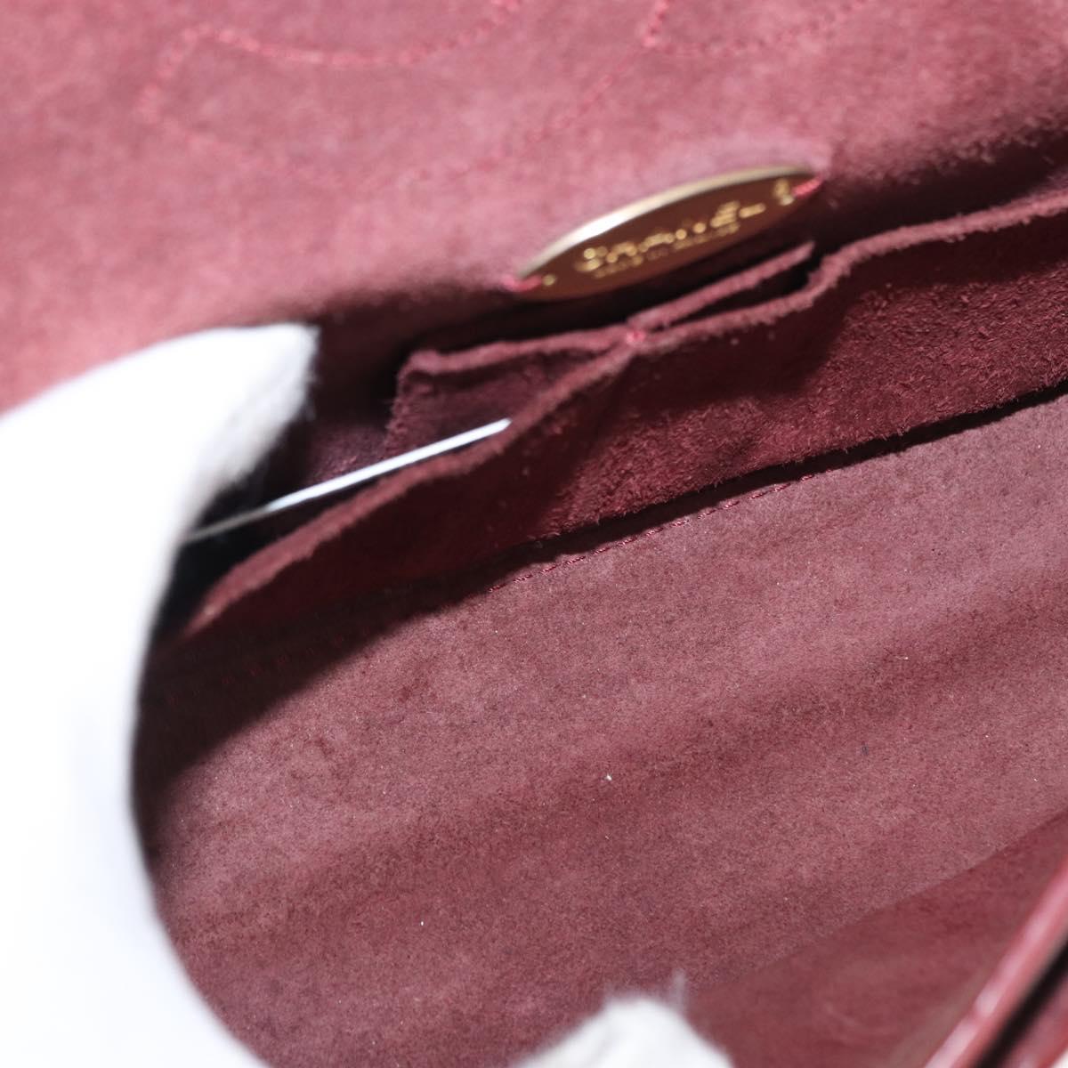 CHANEL Chain Shoulder Bag Leather Red Gold CC Auth ka007