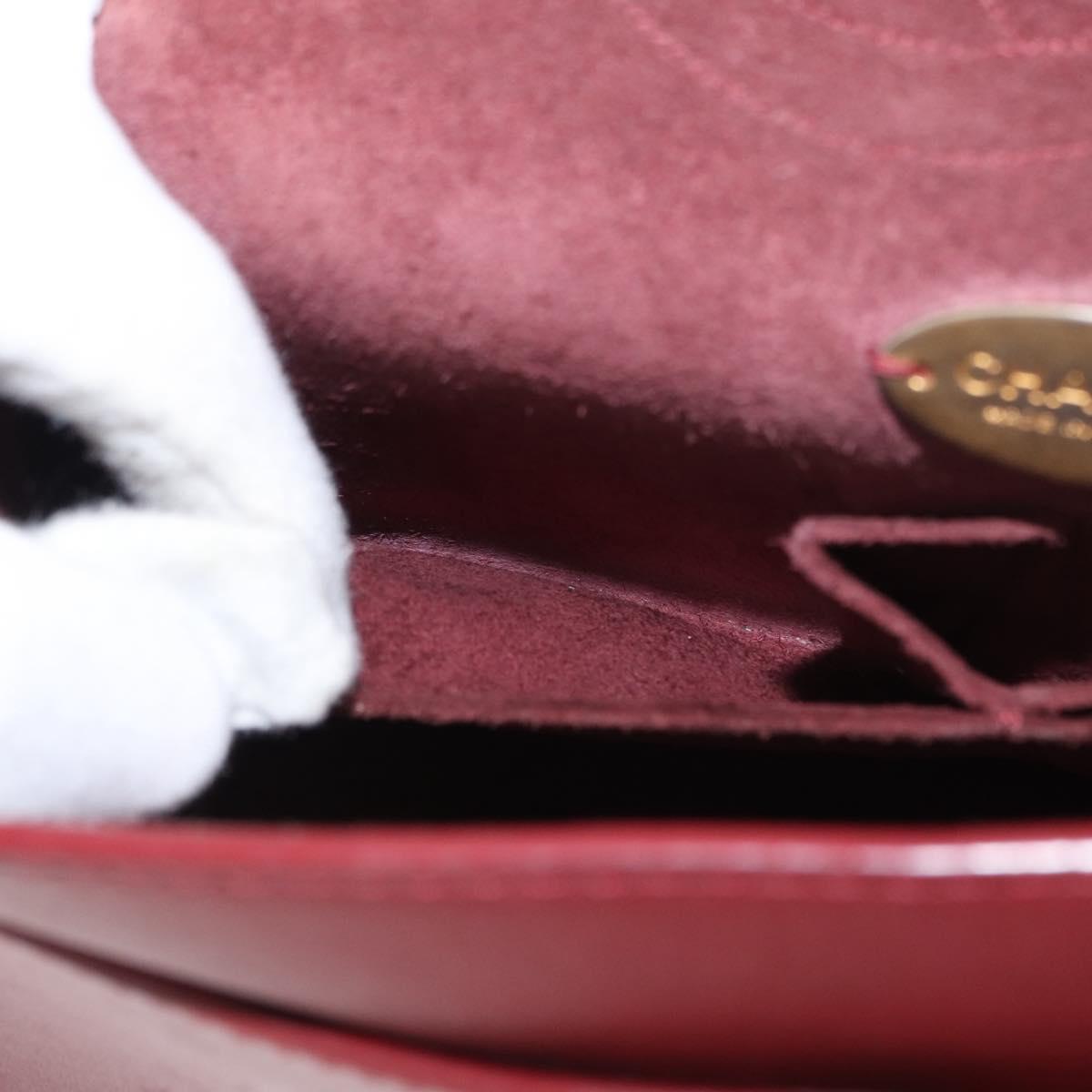 CHANEL Chain Shoulder Bag Leather Red Gold CC Auth ka007