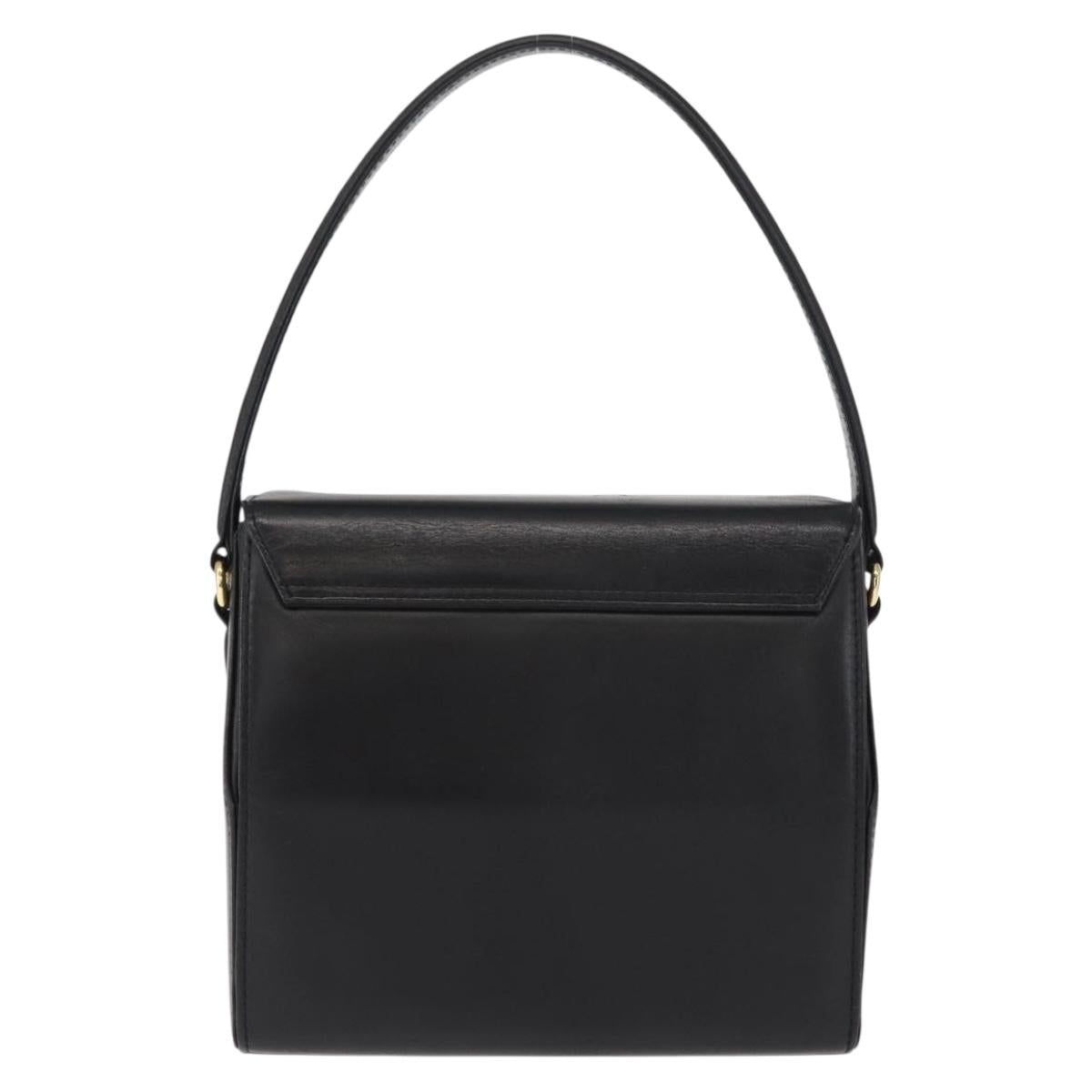 GIVENCHY Hand Bag Leather Black Gold Auth ka009