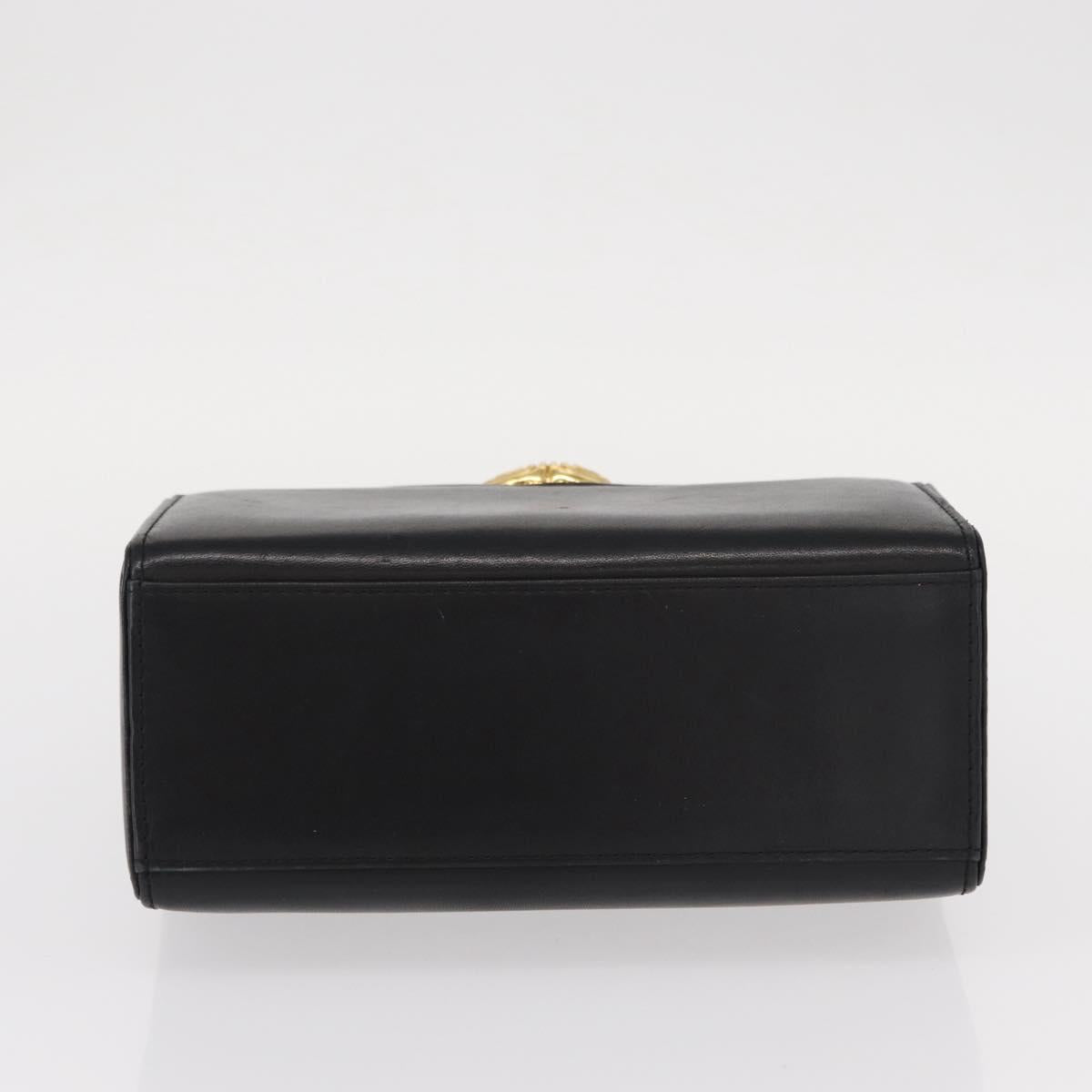 GIVENCHY Hand Bag Leather Black Gold Auth ka009