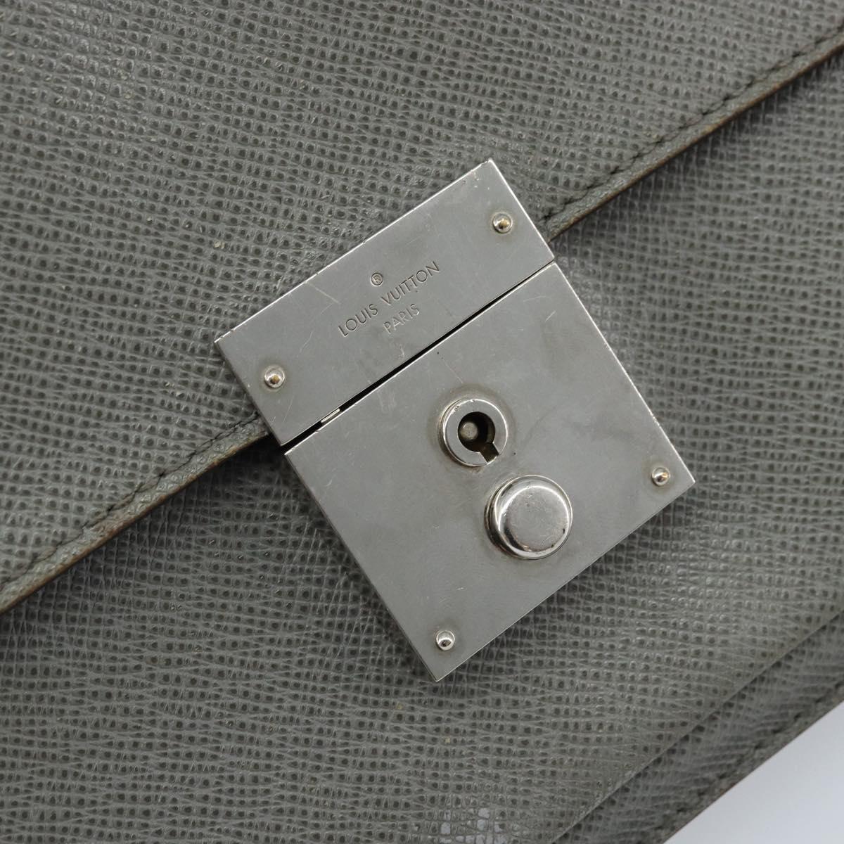LOUIS VUITTON Taiga Selenga Clutch Bag Ardoise M30782 LV Auth ka010
