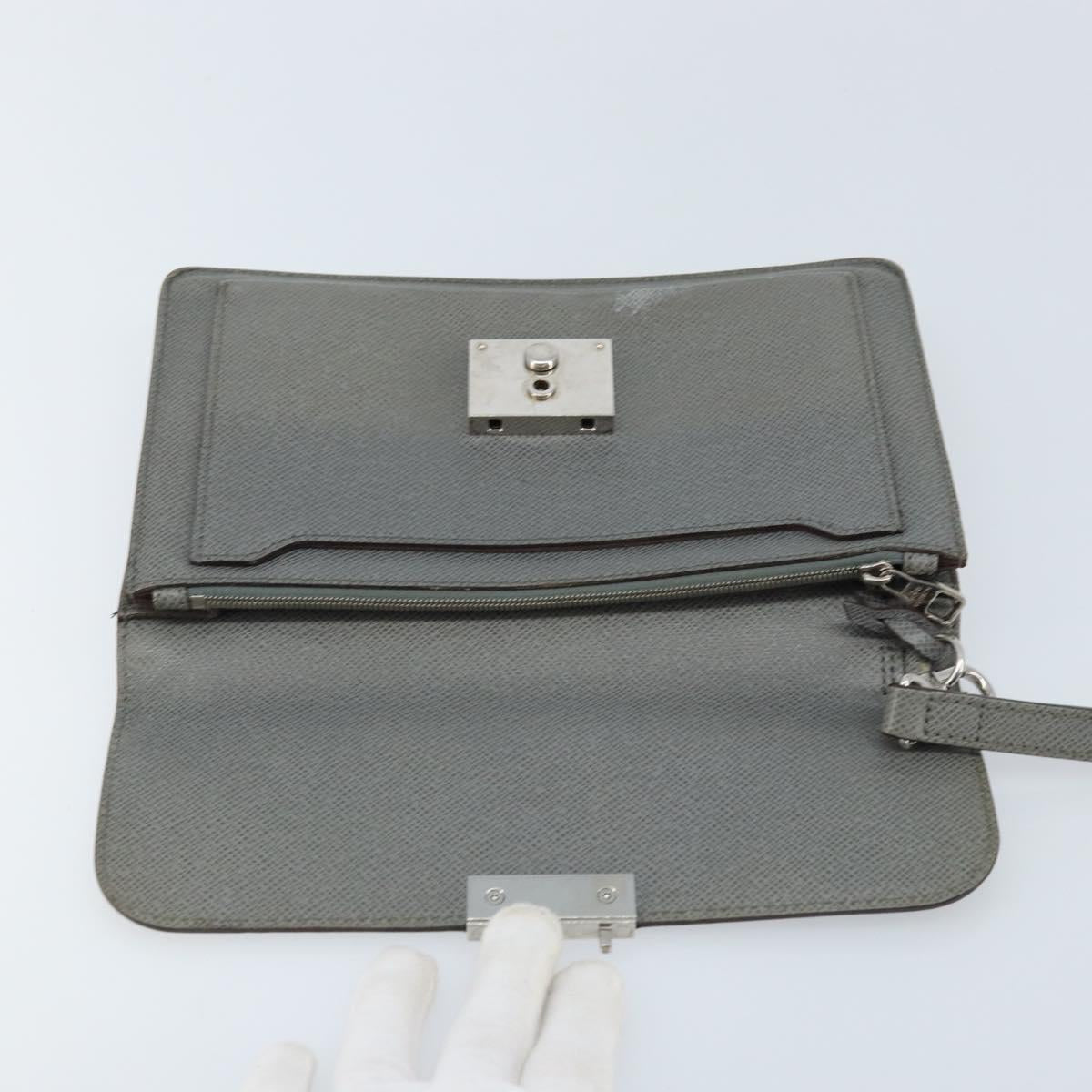 LOUIS VUITTON Taiga Selenga Clutch Bag Ardoise M30782 LV Auth ka010