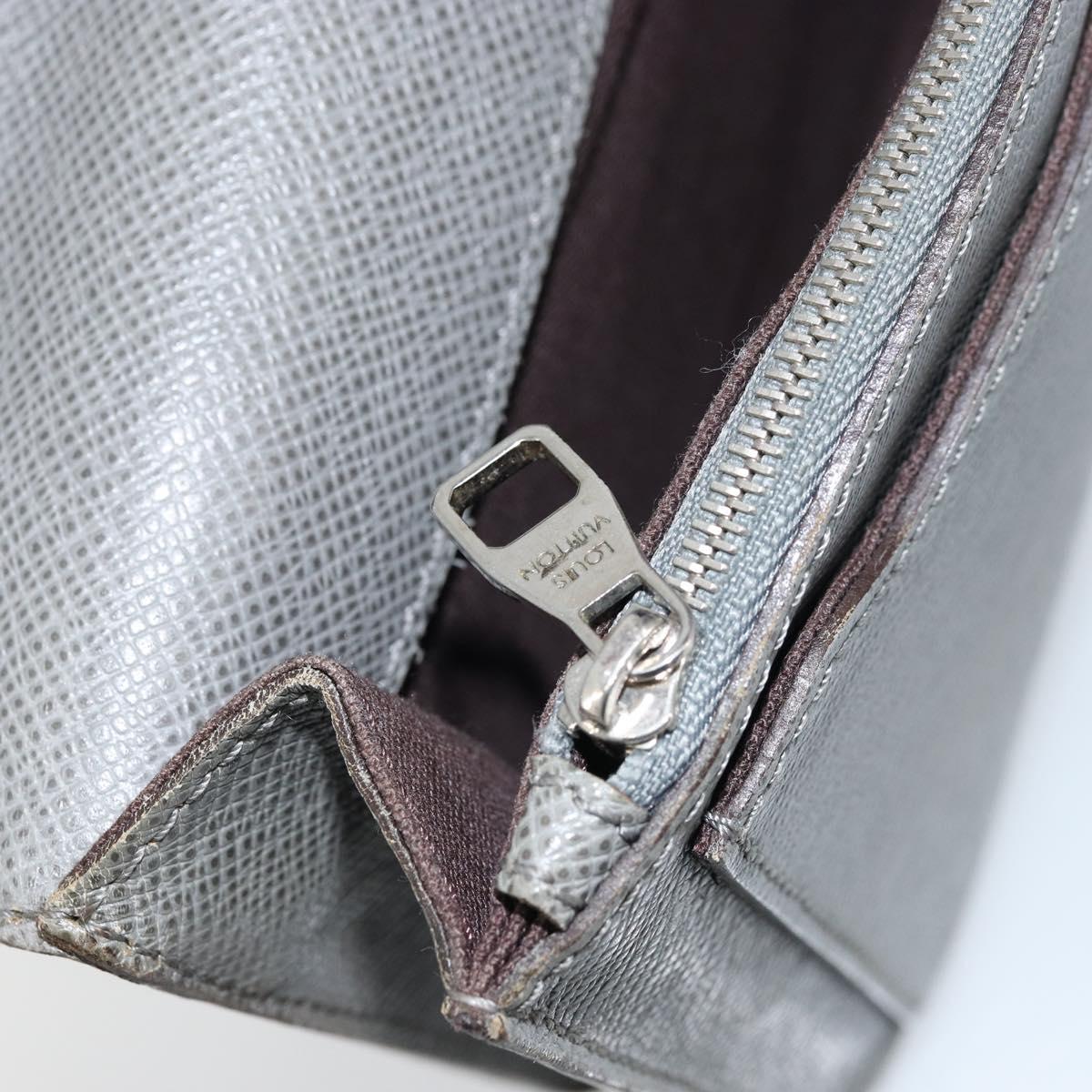 LOUIS VUITTON Taiga Selenga Clutch Bag Ardoise M30782 LV Auth ka010