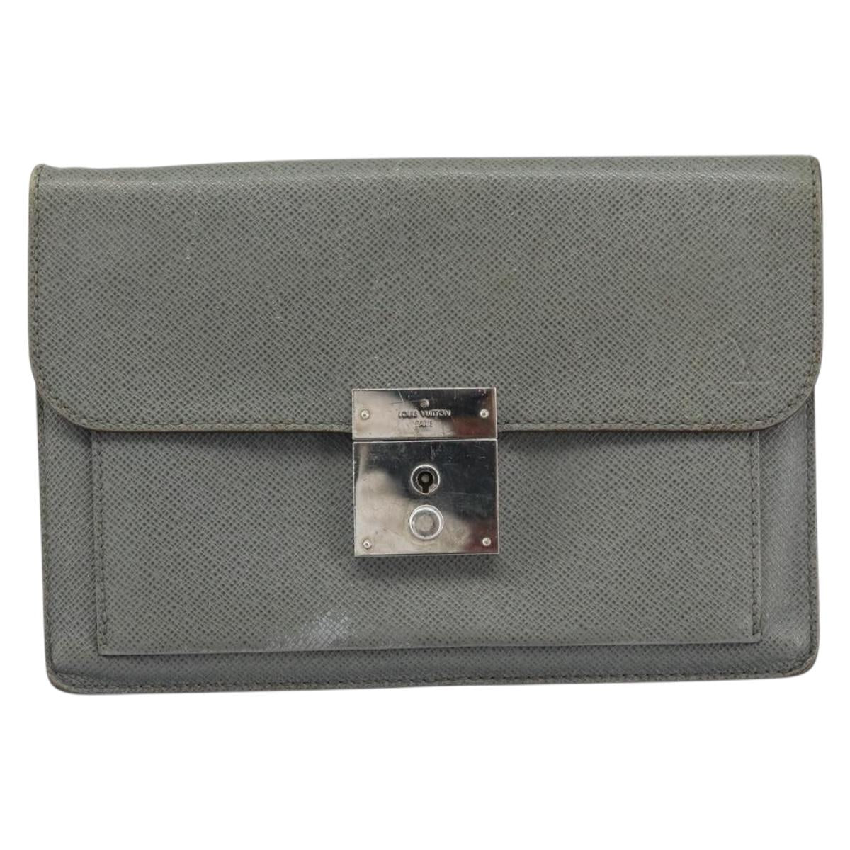 LOUIS VUITTON Taiga Selenga Clutch Bag Ardoise M30782 LV Auth ka010
