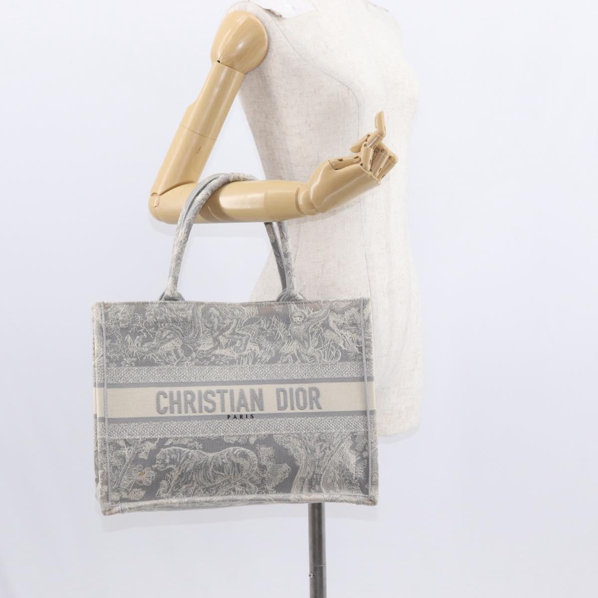 Christian Dior Toile De Jouy Book Tote Hand Bag Canvas Gray Auth ka013V