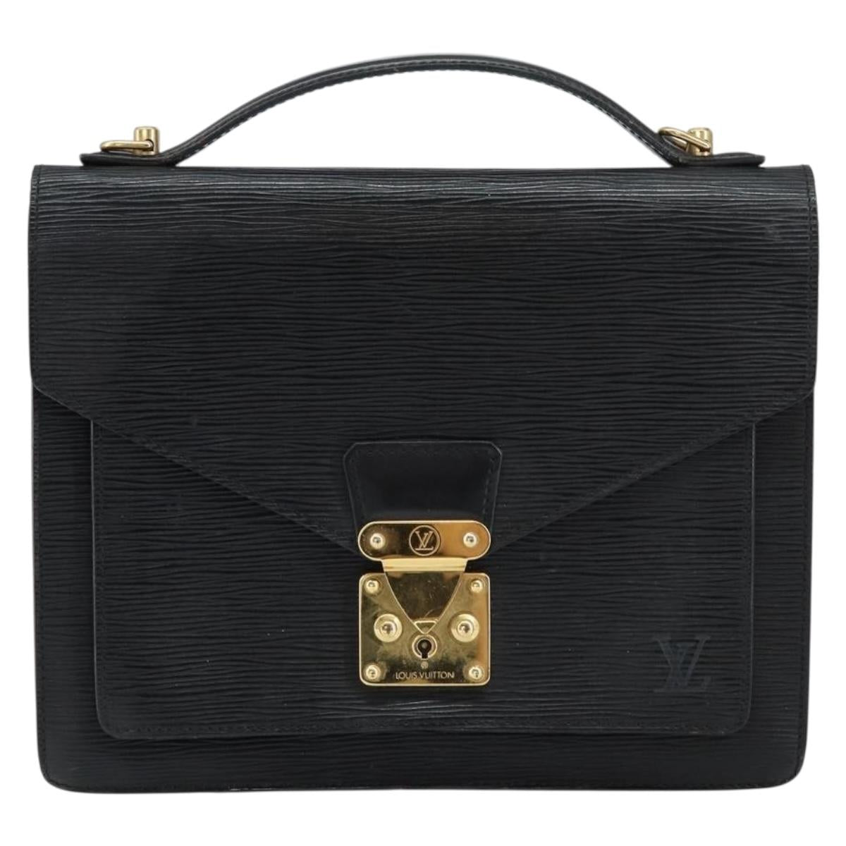 LOUIS VUITTON Epi Monceau 28 Hand Bag Black M52122 LV Auth ka020