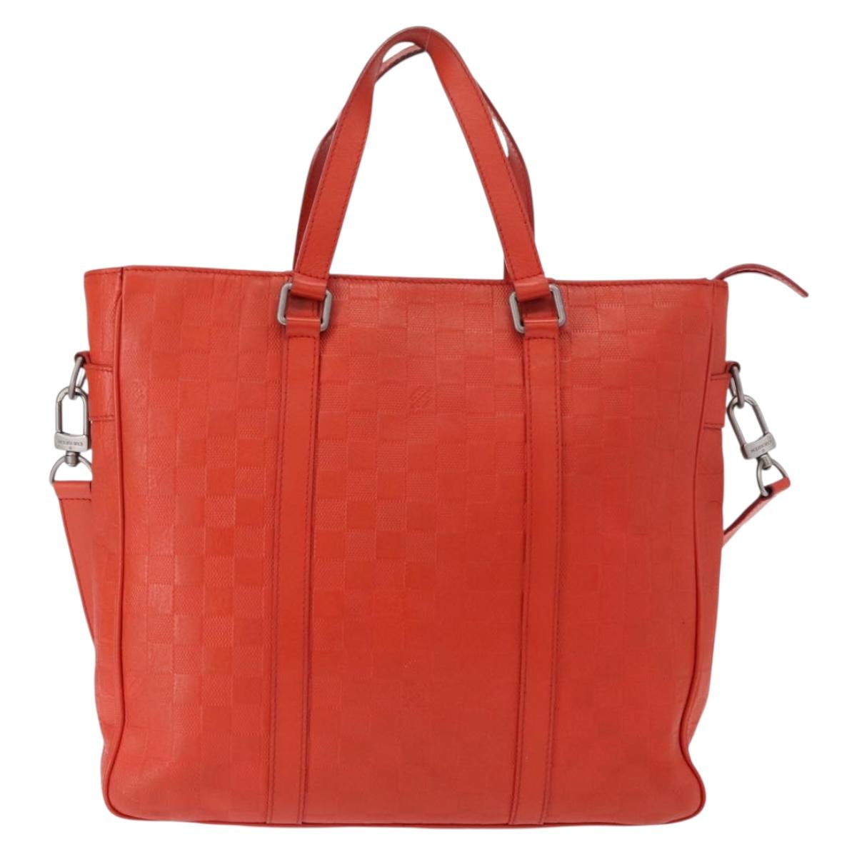 LOUIS VUITTON Damier Anfini Tadao PM 2Way Hand Bag Orange N41268 LV Auth ka035