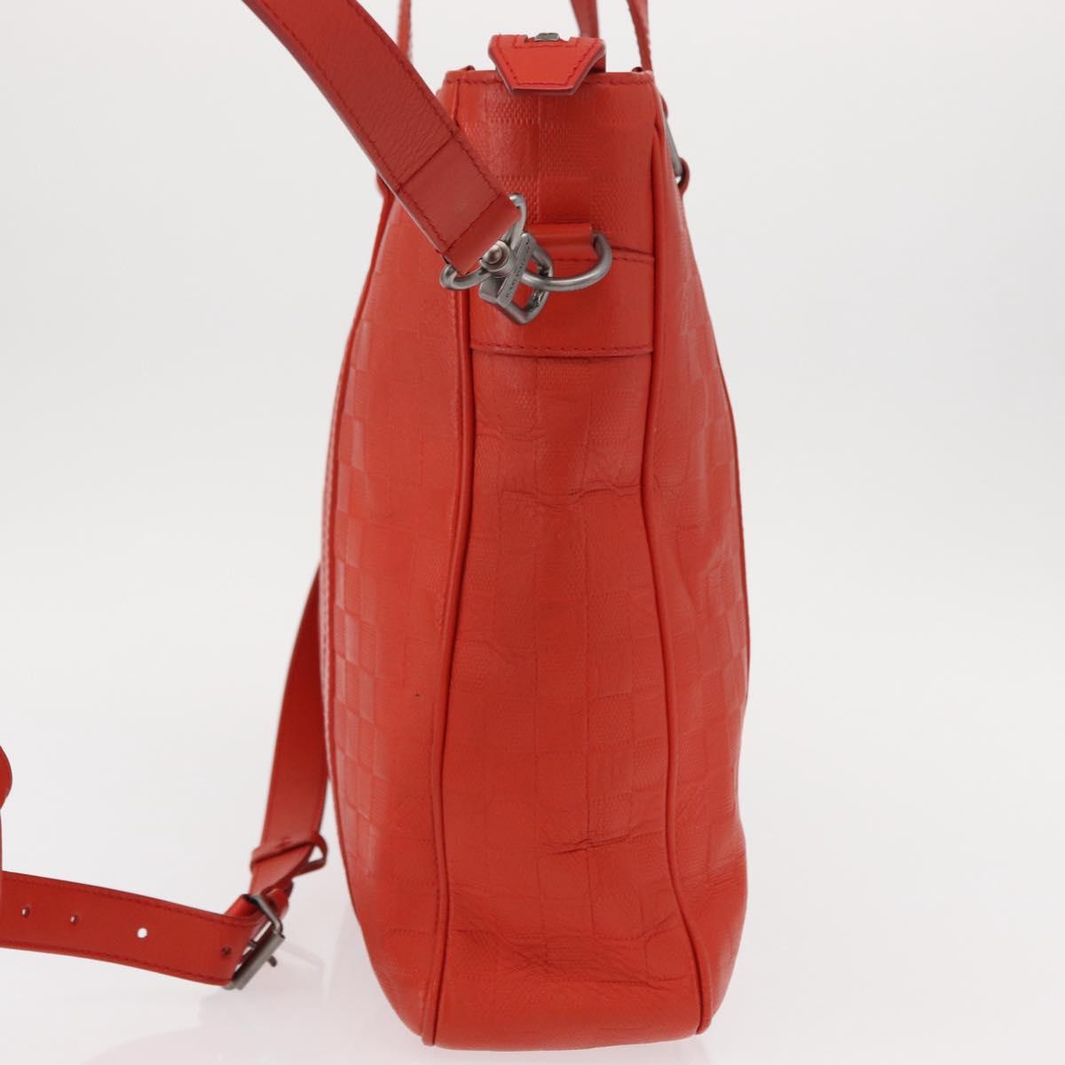 LOUIS VUITTON Damier Anfini Tadao PM 2Way Hand Bag Orange N41268 LV Auth ka035