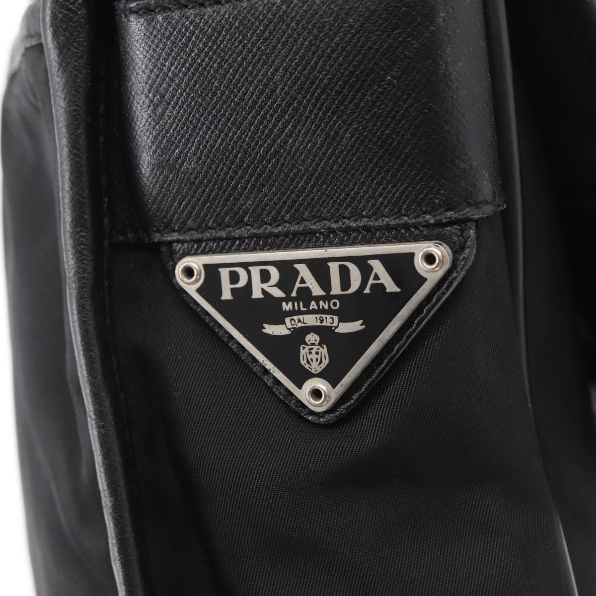 PRADA Shoulder Bag Nylon Black Silver Auth ka045