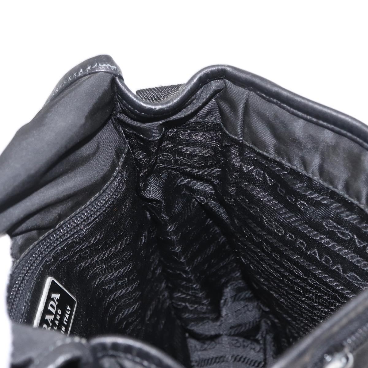 PRADA Shoulder Bag Nylon Black Silver Auth ka045