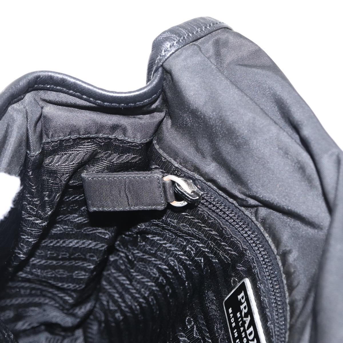 PRADA Shoulder Bag Nylon Black Silver Auth ka045