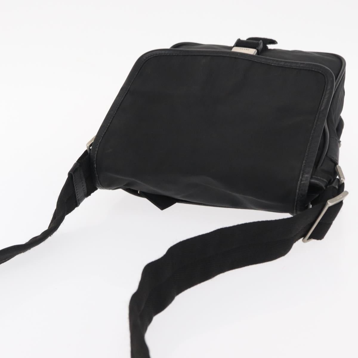 PRADA Shoulder Bag Nylon Black Silver Auth ka045