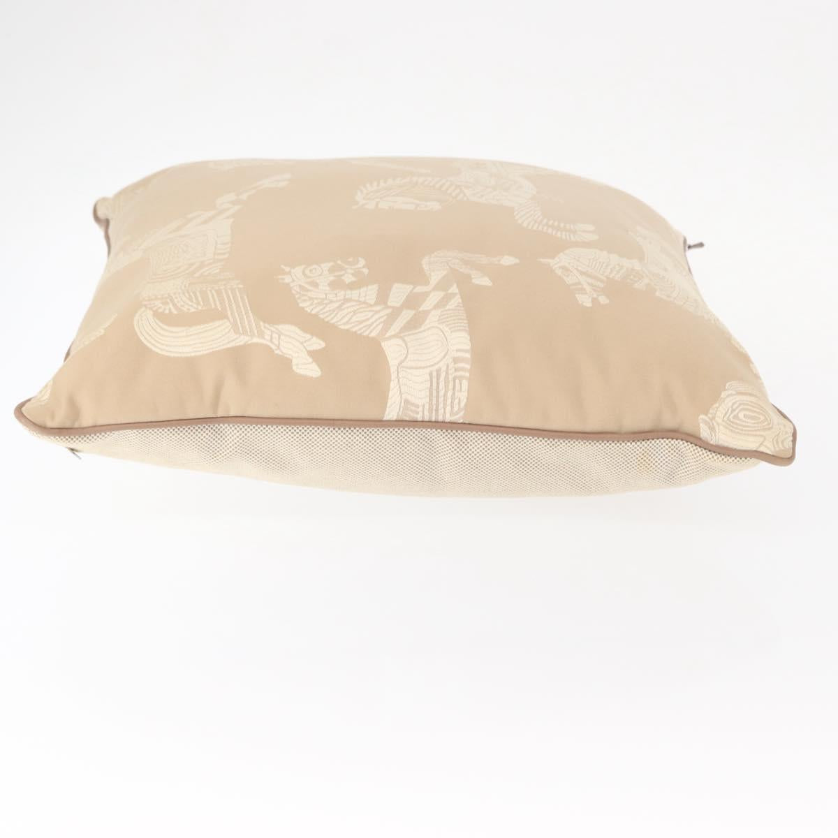HERMES Cushion Canvas Beige Auth ka047