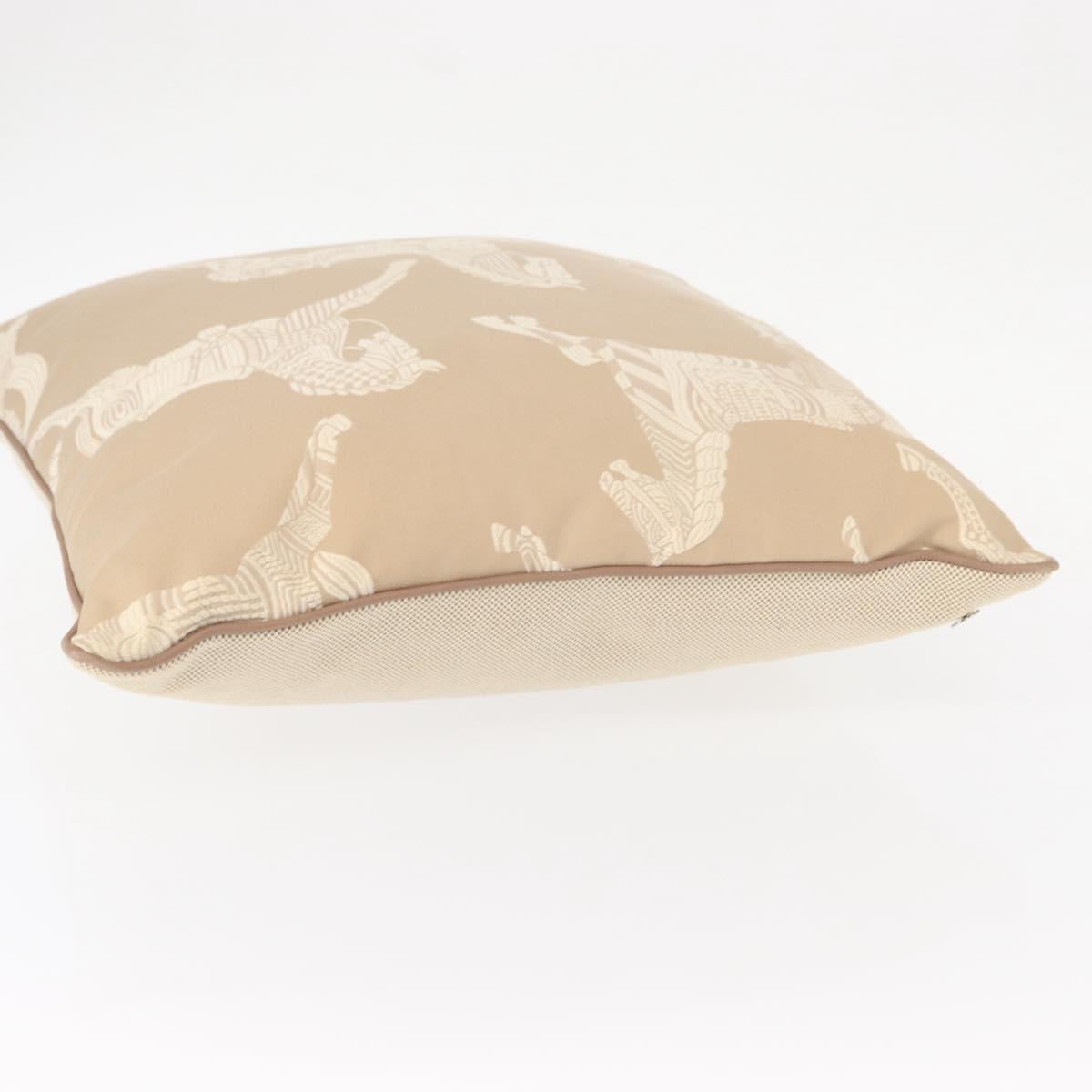 HERMES Cushion Canvas Beige Auth ka047