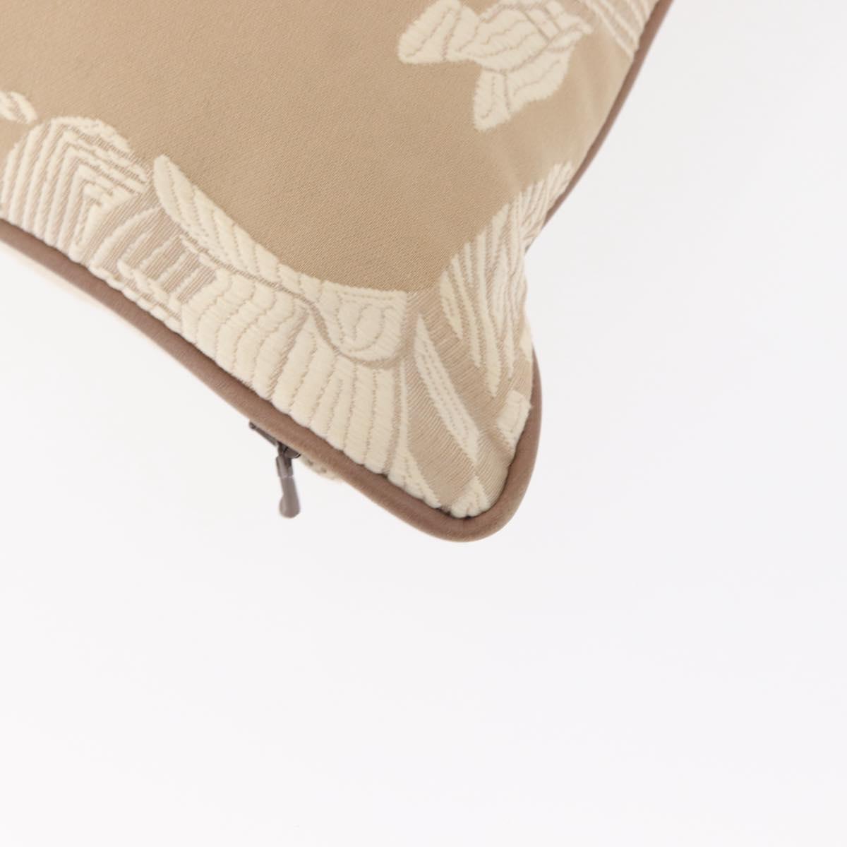 HERMES Cushion Canvas Beige Auth ka047