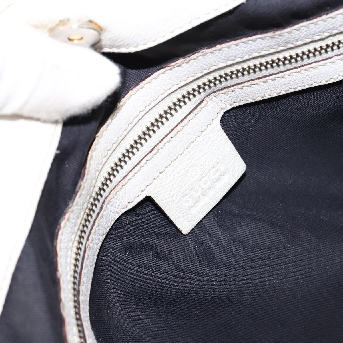 GUCCI Shoulder Bag Leather White Gold 154392 Auth ka056