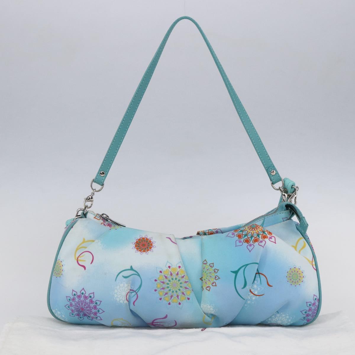 Salvatore Ferragamo Shoulder Bag Nylon 2way Light Blue Silver Auth ka057V
