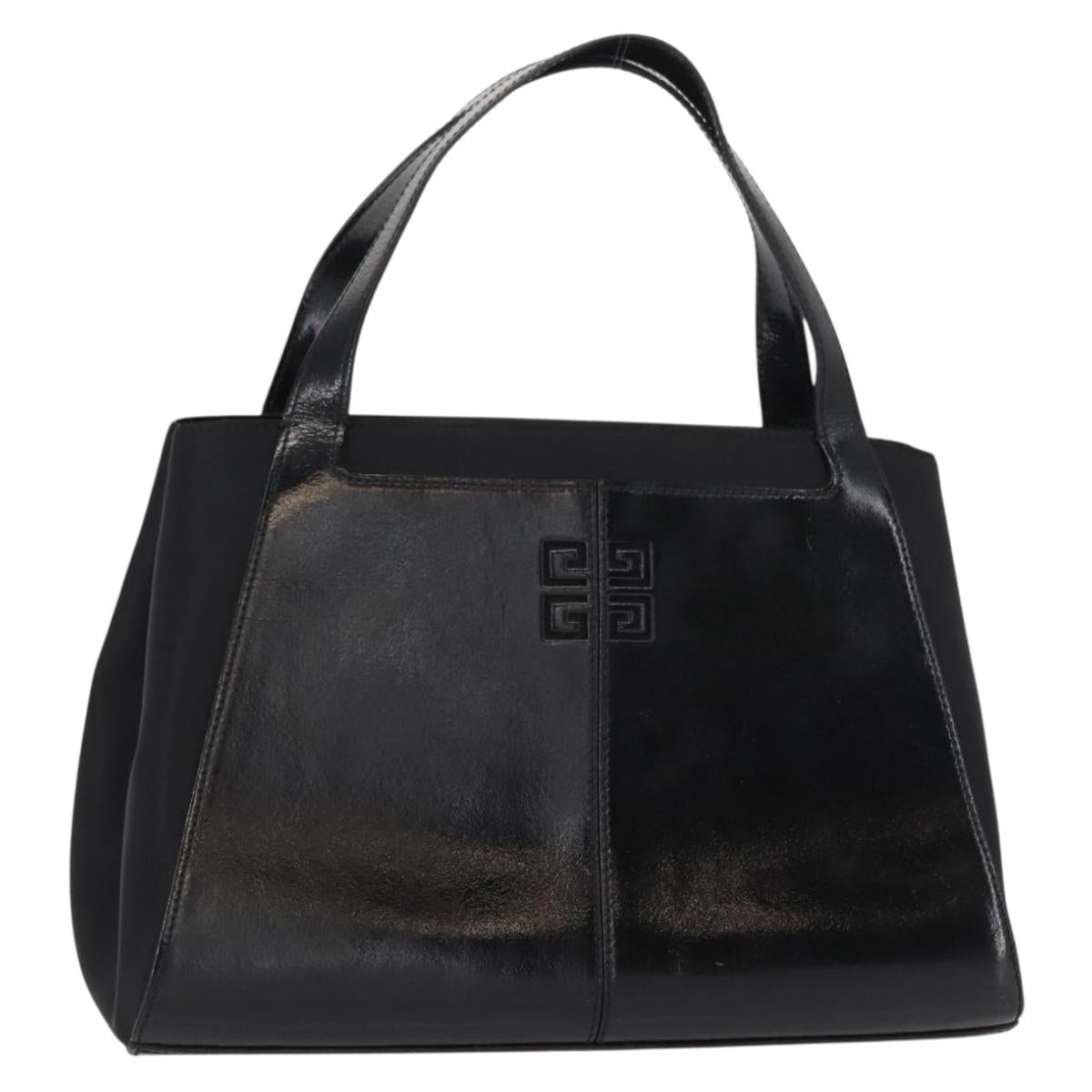 GIVENCHY Hand Bag Leather Black Silver Auth ka060