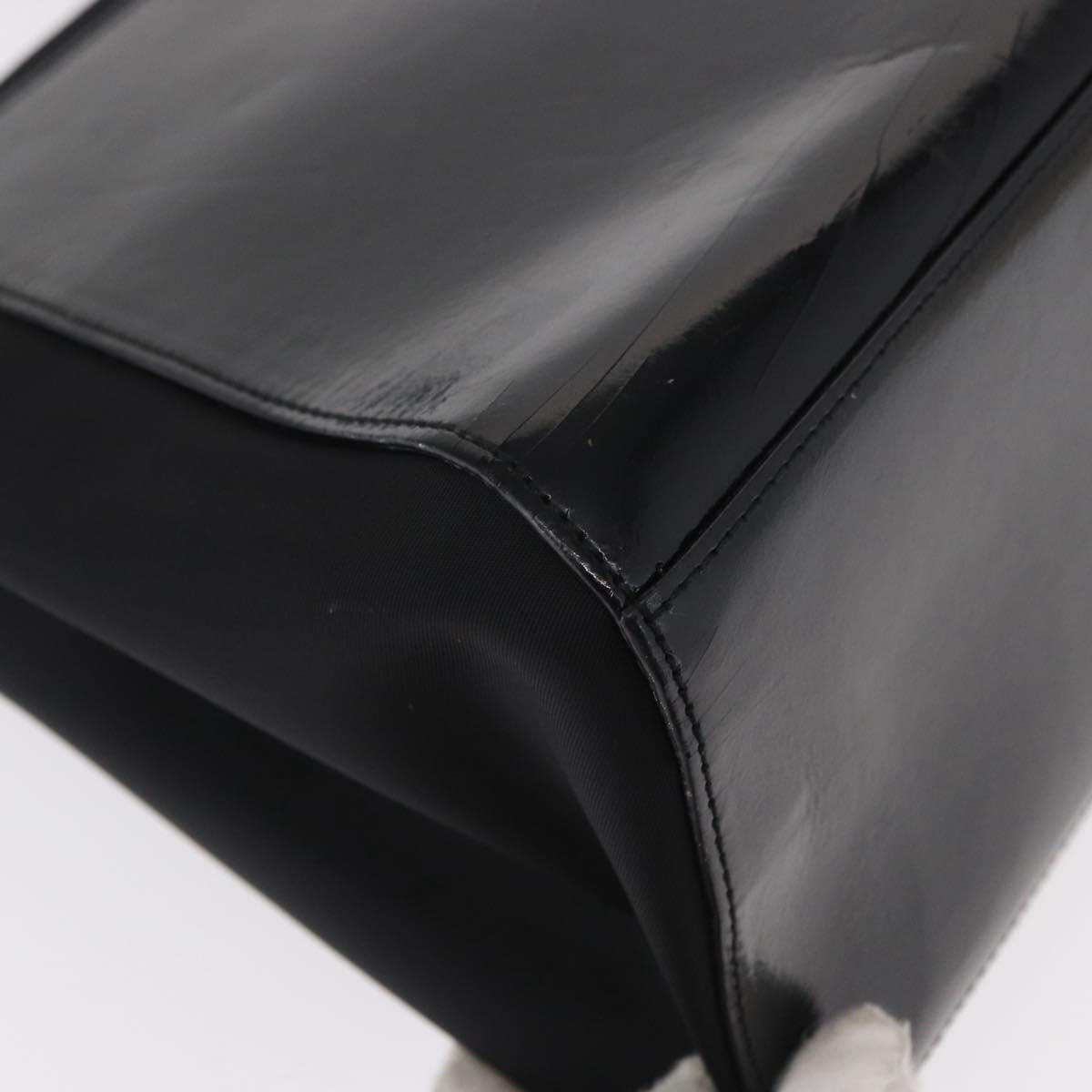 GIVENCHY Hand Bag Leather Black Silver Auth ka060