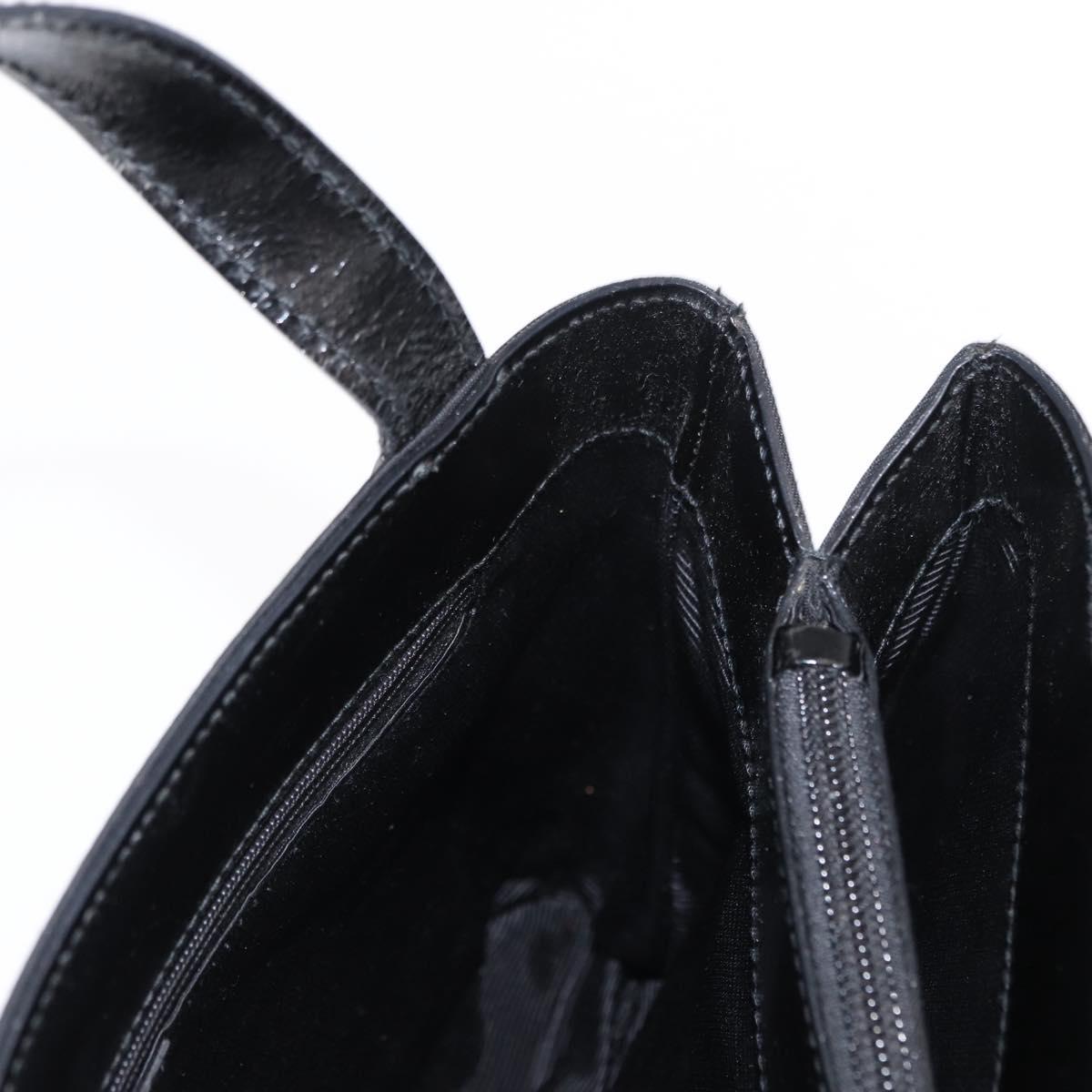 GIVENCHY Hand Bag Leather Black Silver Auth ka060