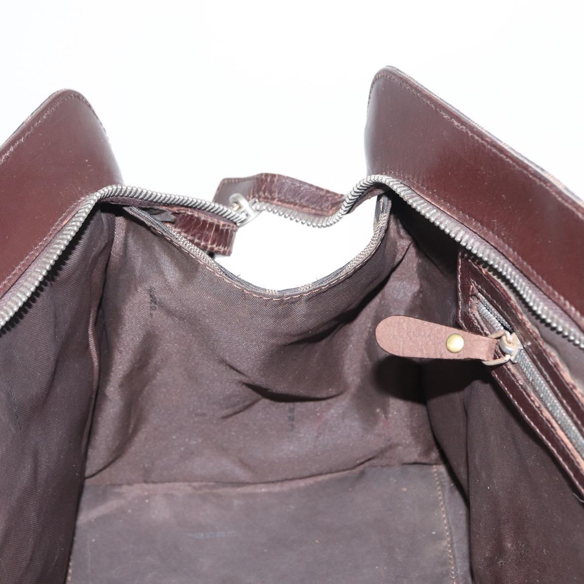 FENDI Zucca Canvas Hand Bag Black Brown Silver Auth ka063