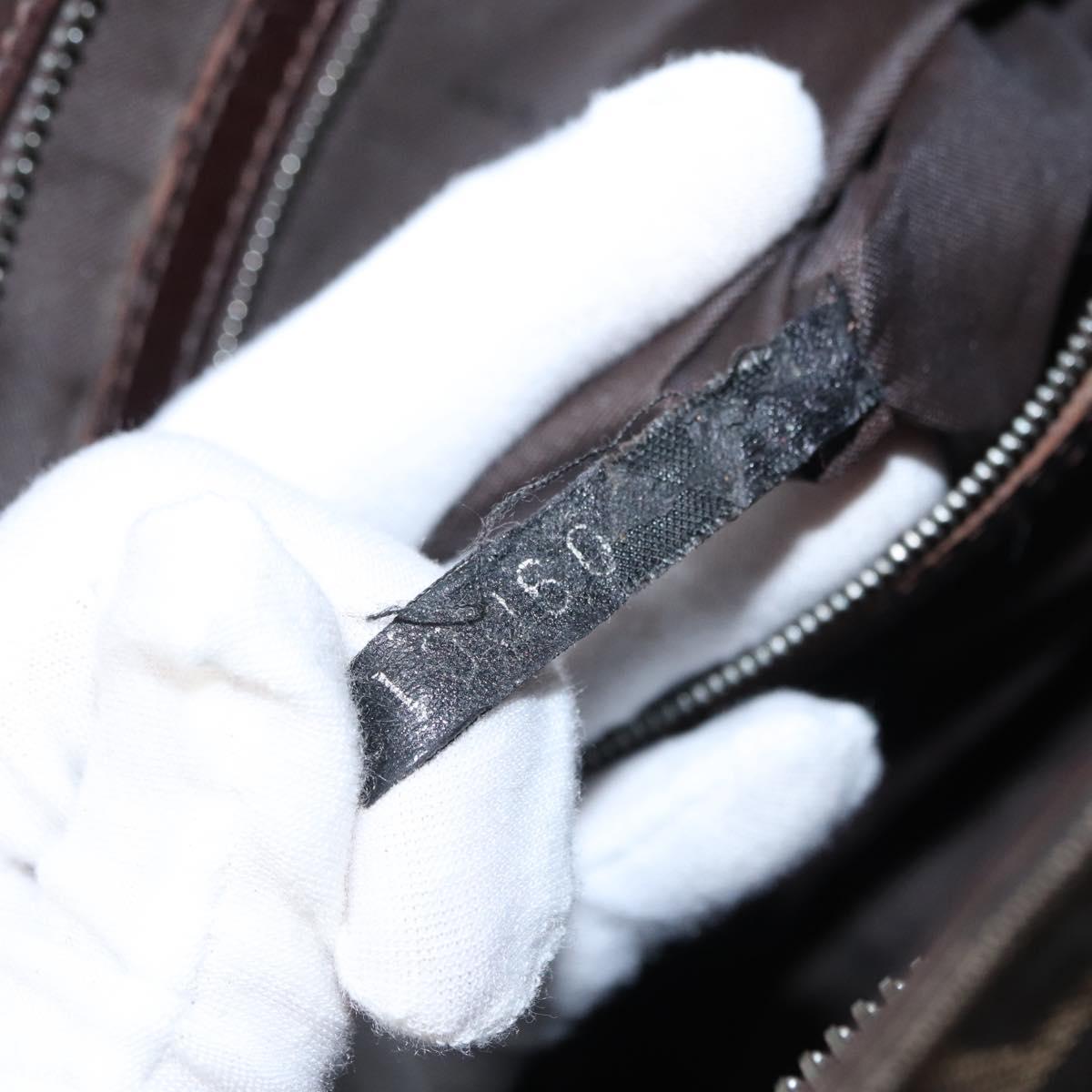 FENDI Zucca Canvas Hand Bag Black Brown Silver Auth ka063