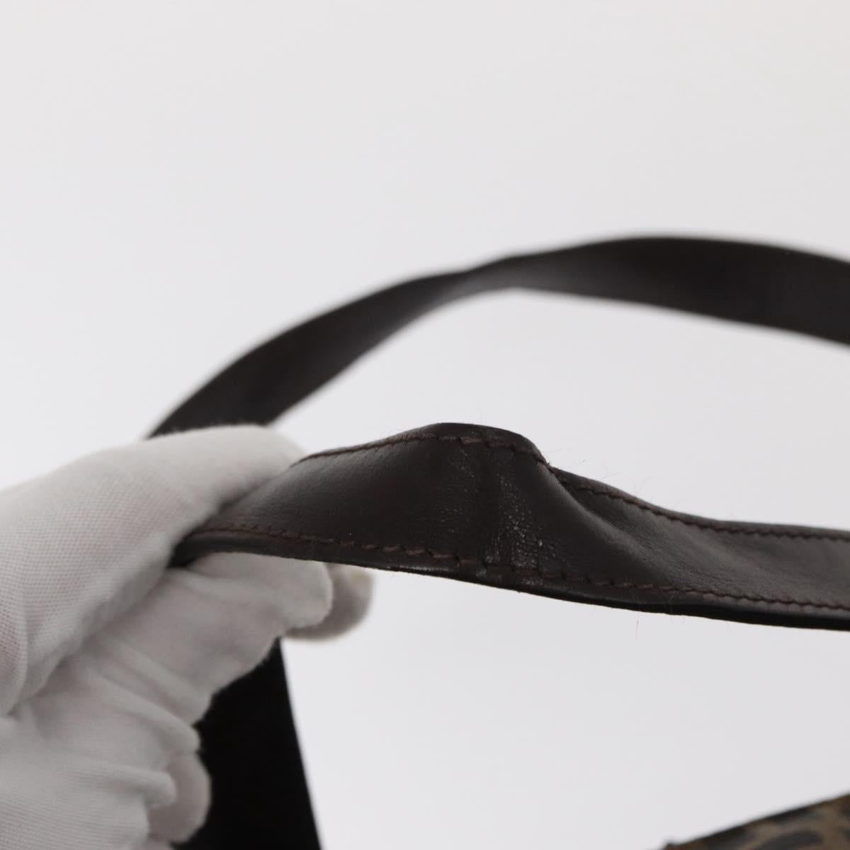 FENDI Zucca Canvas Hand Bag Black Brown Silver Auth ka063