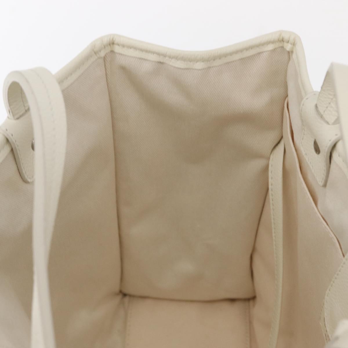 CHANEL Tote Bag Canvas Leather Blue White CC Auth ka064