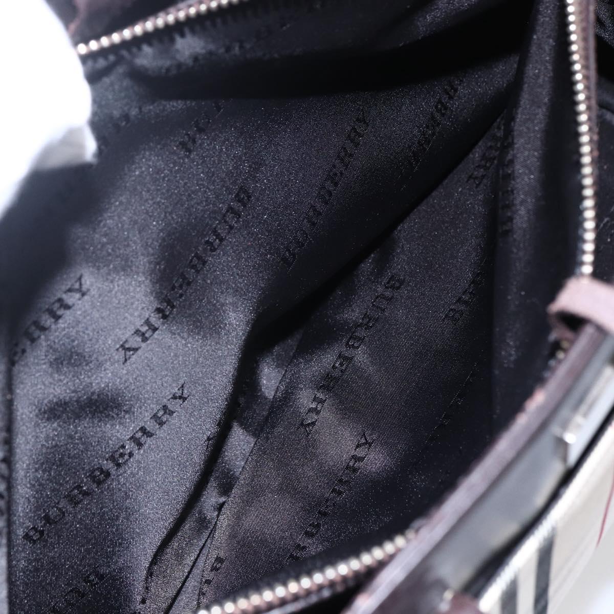 BURBERRY Nova Check Hand Bag Canvas Leather Beige Silver Auth ka065