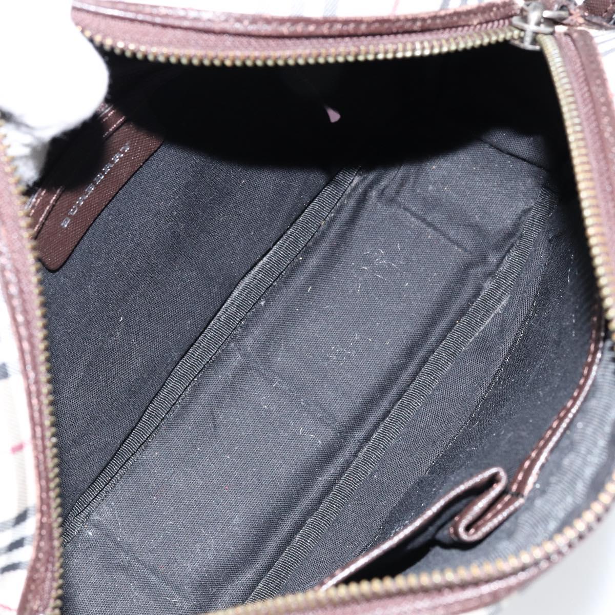 BURBERRY Nova Check Shoulder Bag Canvas Beige Silver Auth ka066