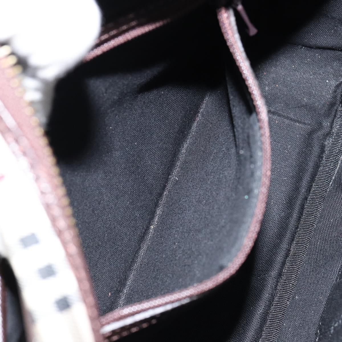 BURBERRY Nova Check Shoulder Bag Canvas Beige Silver Auth ka066