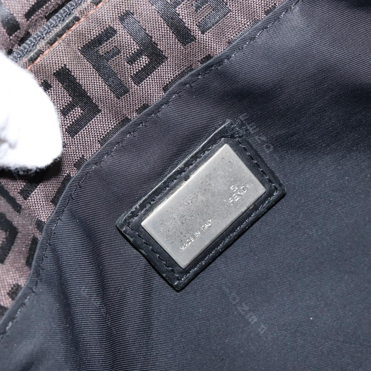 FENDI Zucchino Canvas Hand Bag Black Brown Auth ka067