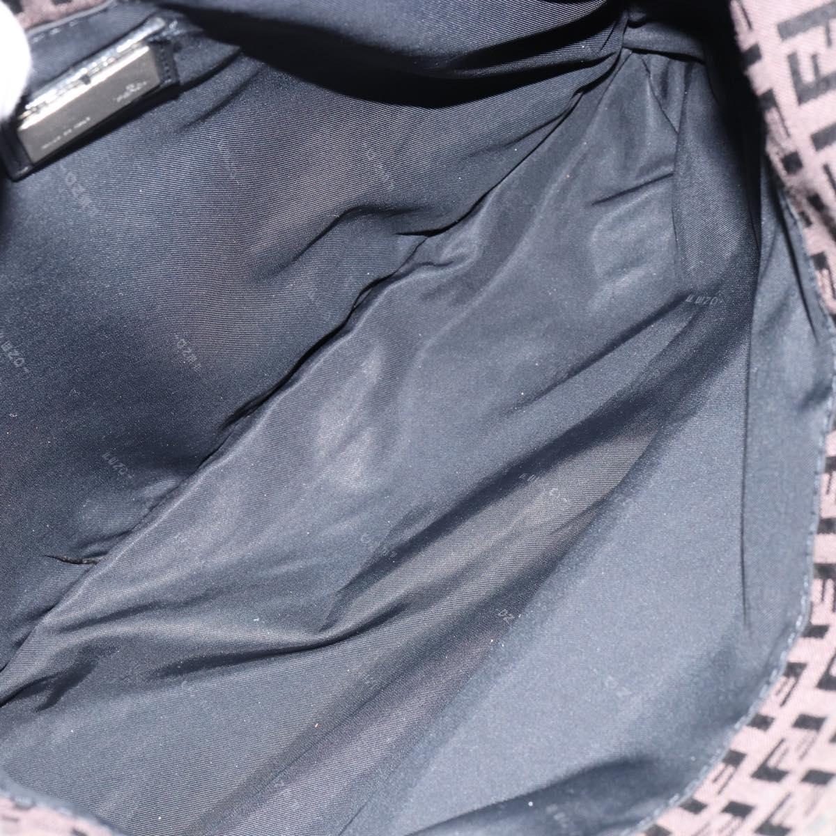 FENDI Zucchino Canvas Hand Bag Black Brown Auth ka067