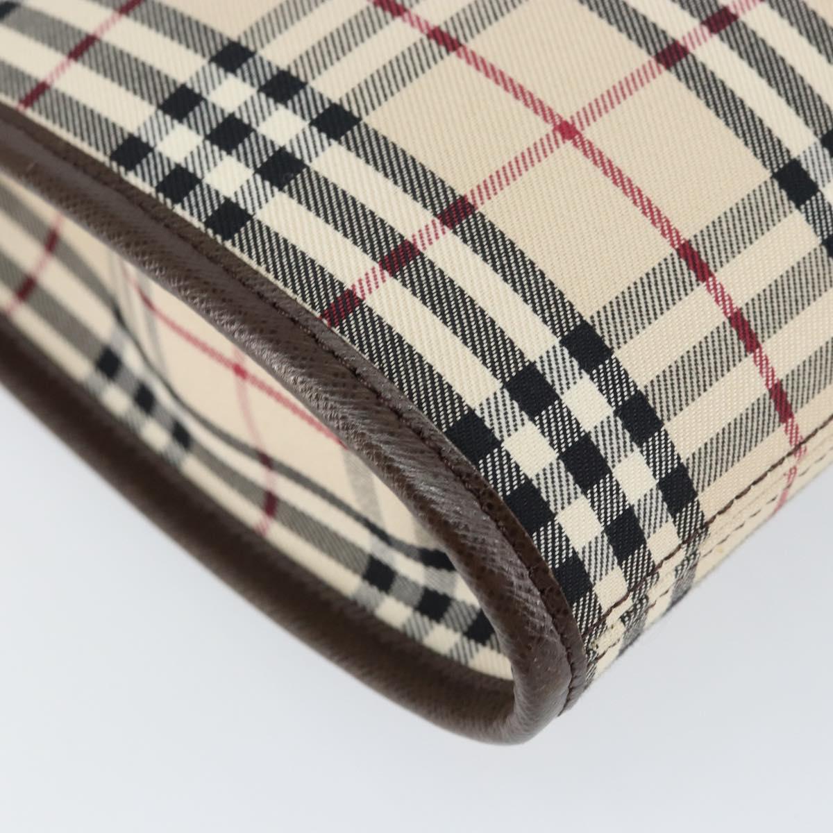 BURBERRY Nova Check Shoulder Bag Canvas Beige Silver Auth ka069