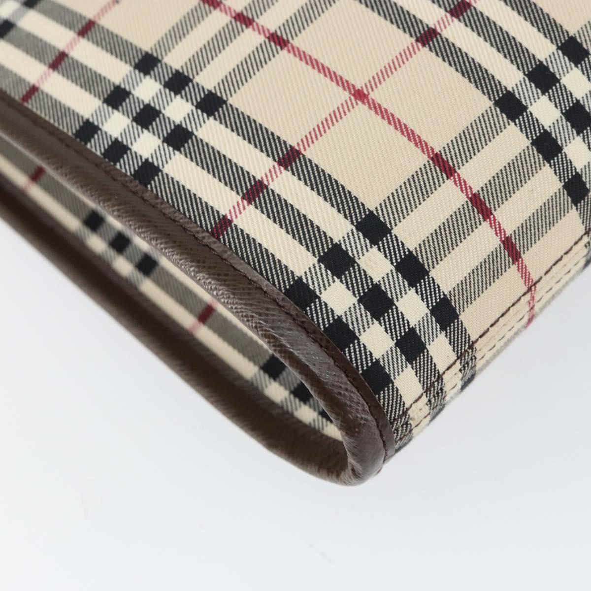 BURBERRY Nova Check Shoulder Bag Canvas Beige Silver Auth ka069