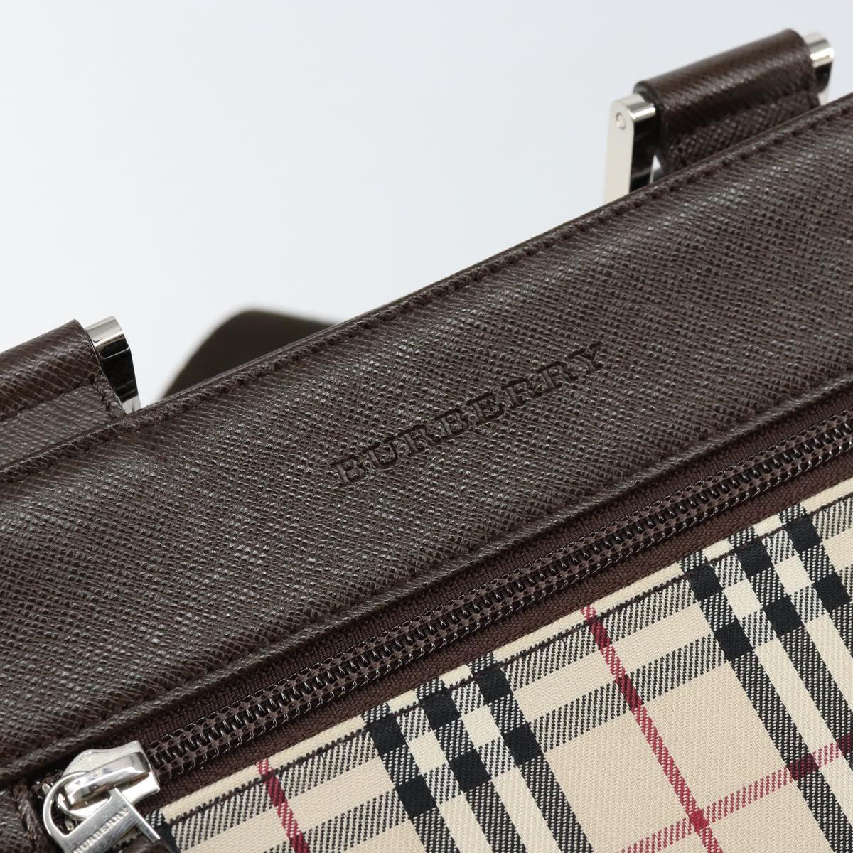 BURBERRY Nova Check Shoulder Bag Canvas Beige Silver Auth ka069