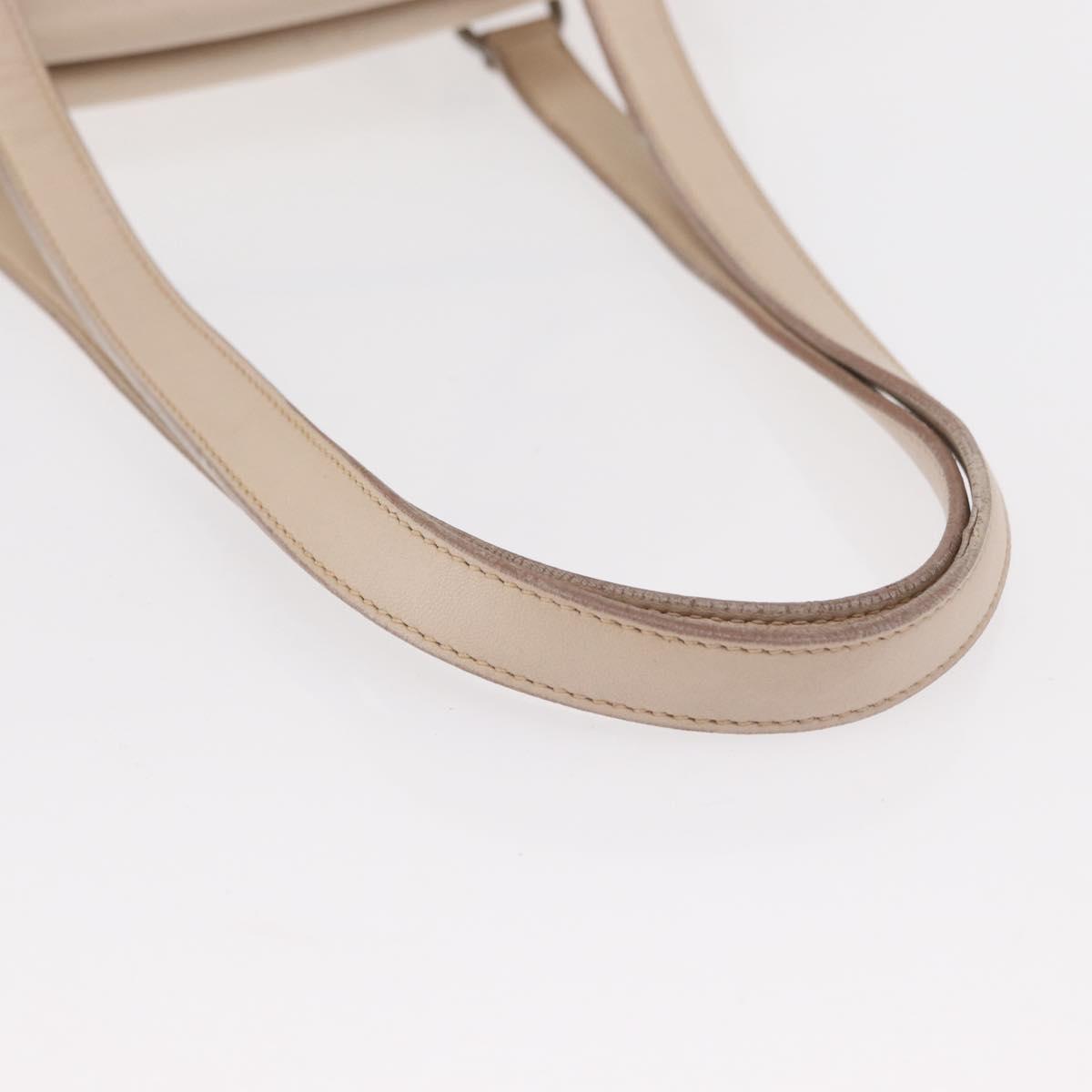 PRADA Shoulder Bag Leather Beige Silver Auth ka071