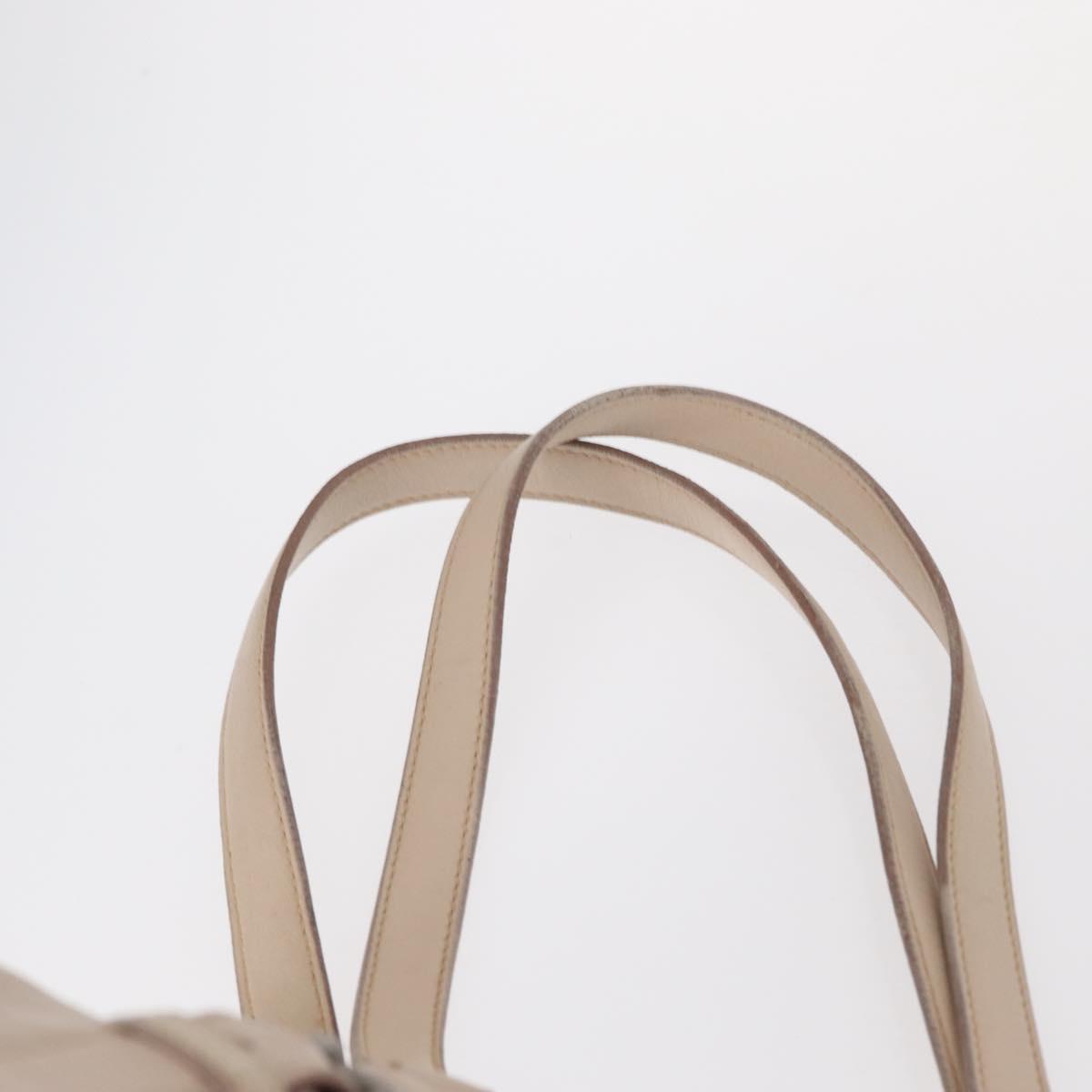 PRADA Shoulder Bag Leather Beige Silver Auth ka071