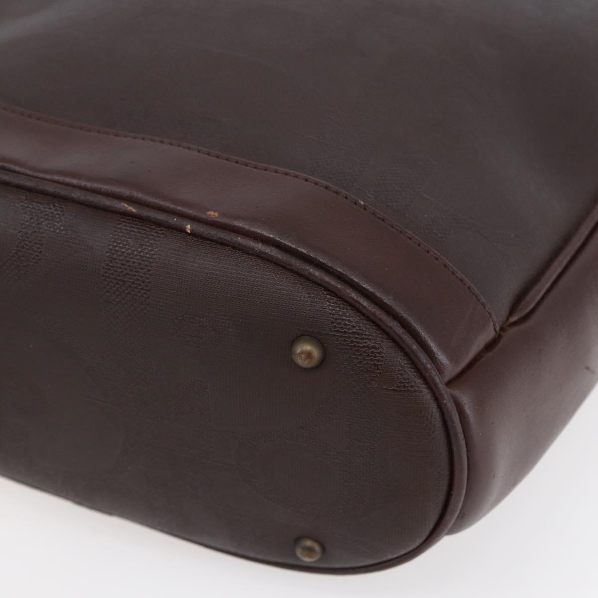 Christian Dior Trotter Canvas Hand Bag PVC Brown Gold Auth ka074