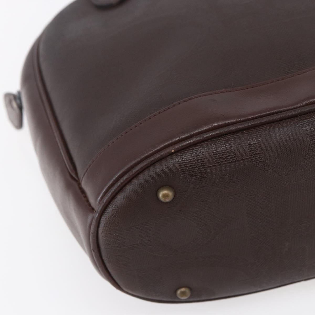 Christian Dior Trotter Canvas Hand Bag PVC Brown Gold Auth ka074