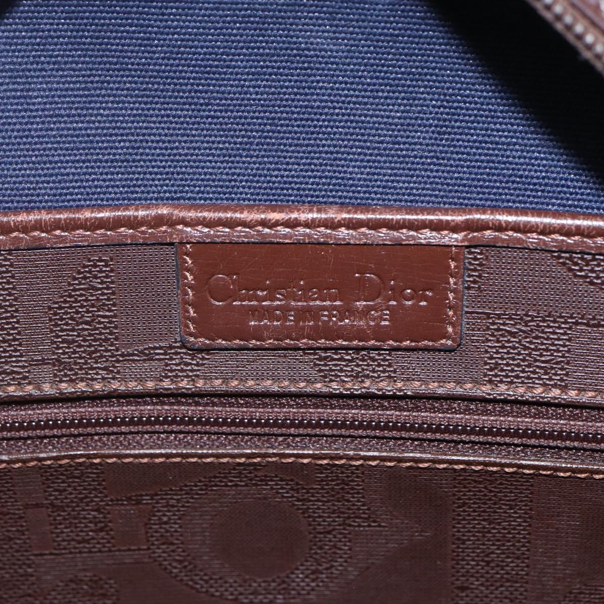 Christian Dior Trotter Canvas Hand Bag PVC Brown Gold Auth ka074