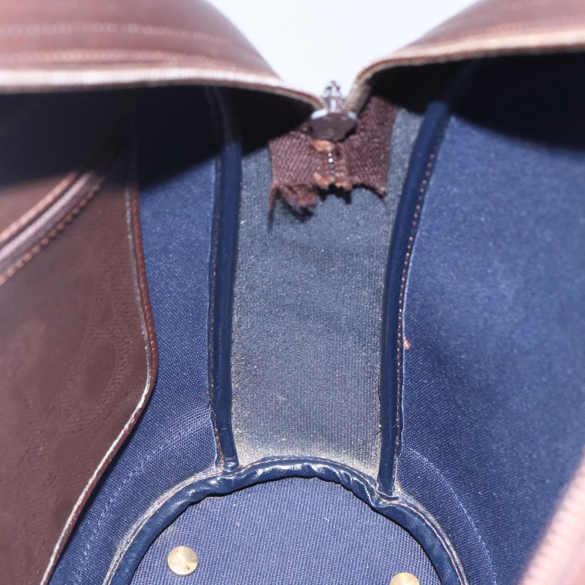 Christian Dior Trotter Canvas Hand Bag PVC Brown Gold Auth ka074