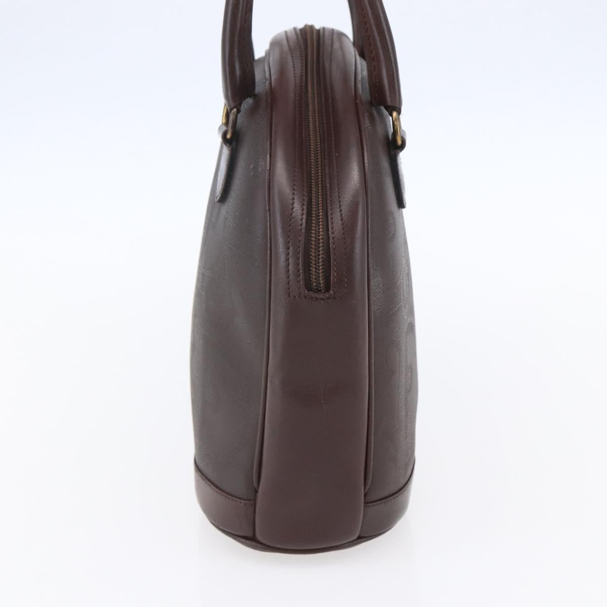 Christian Dior Trotter Canvas Hand Bag PVC Brown Gold Auth ka074