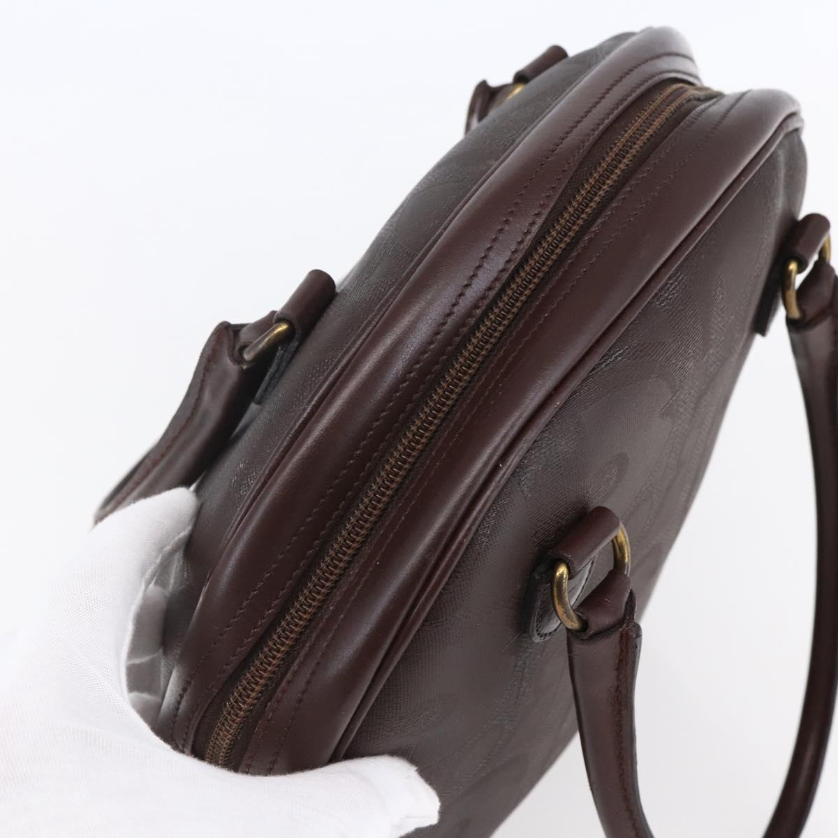 Christian Dior Trotter Canvas Hand Bag PVC Brown Gold Auth ka074