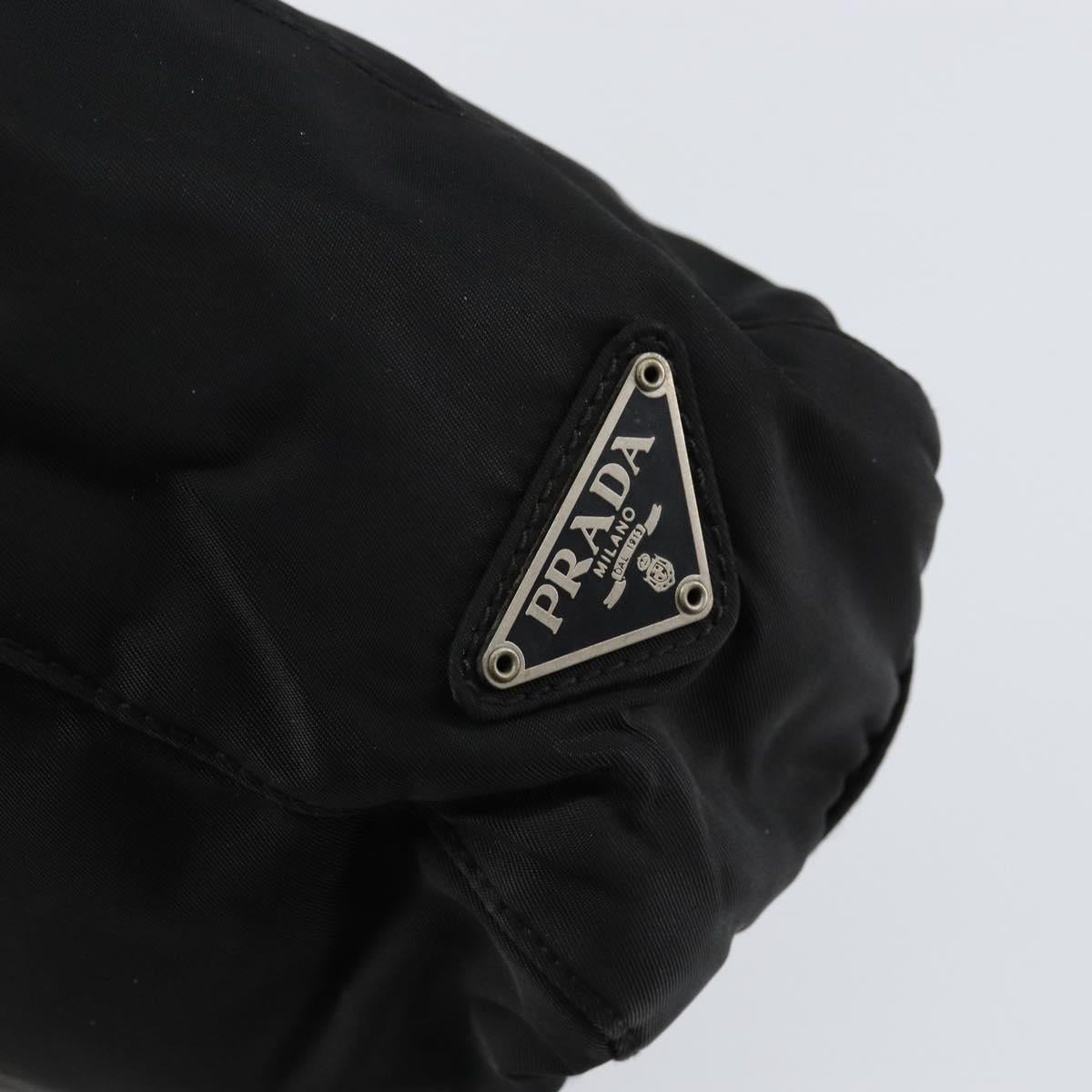 PRADA Hand Bag Nylon Black Silver Auth ka076