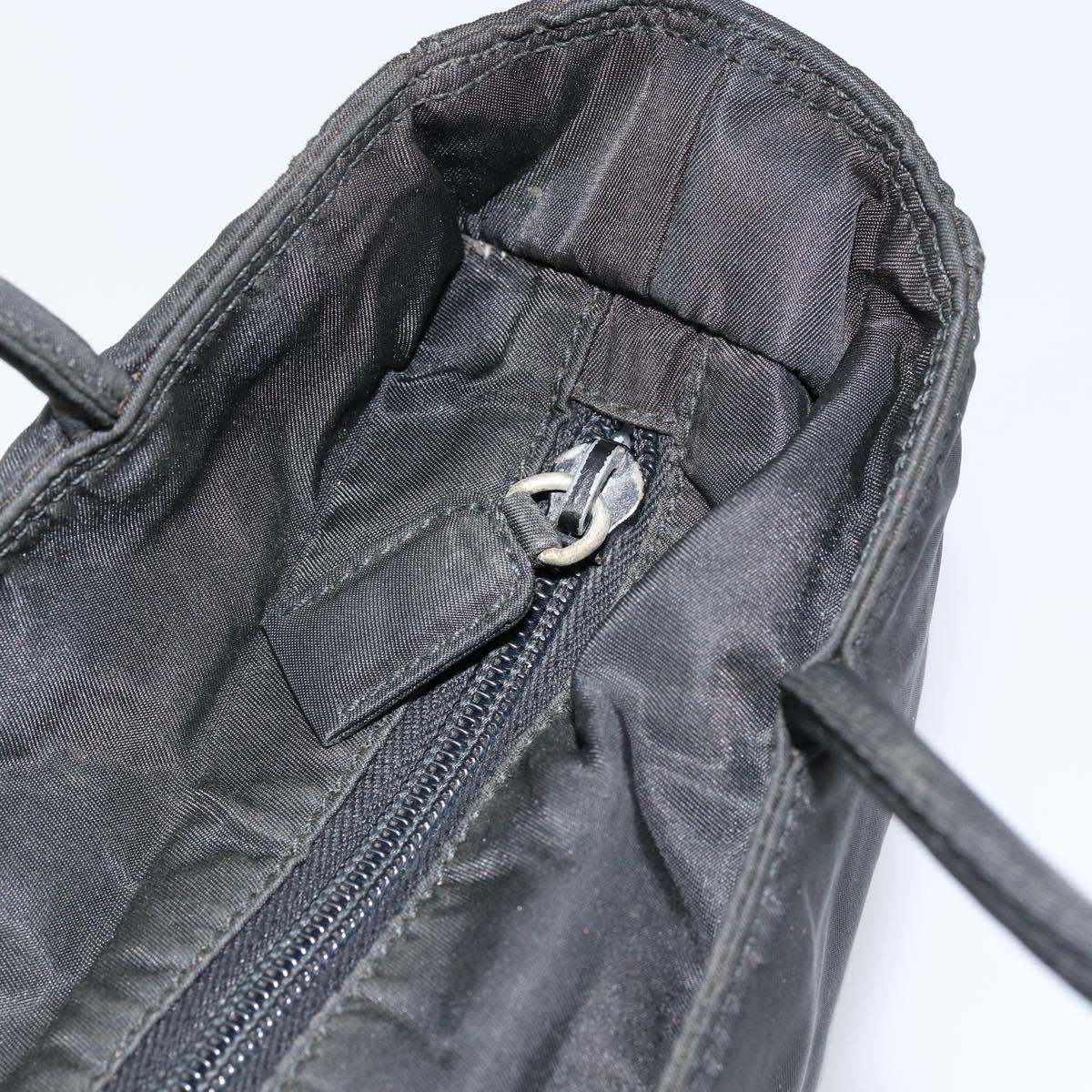 PRADA Hand Bag Nylon Black Silver Auth ka076