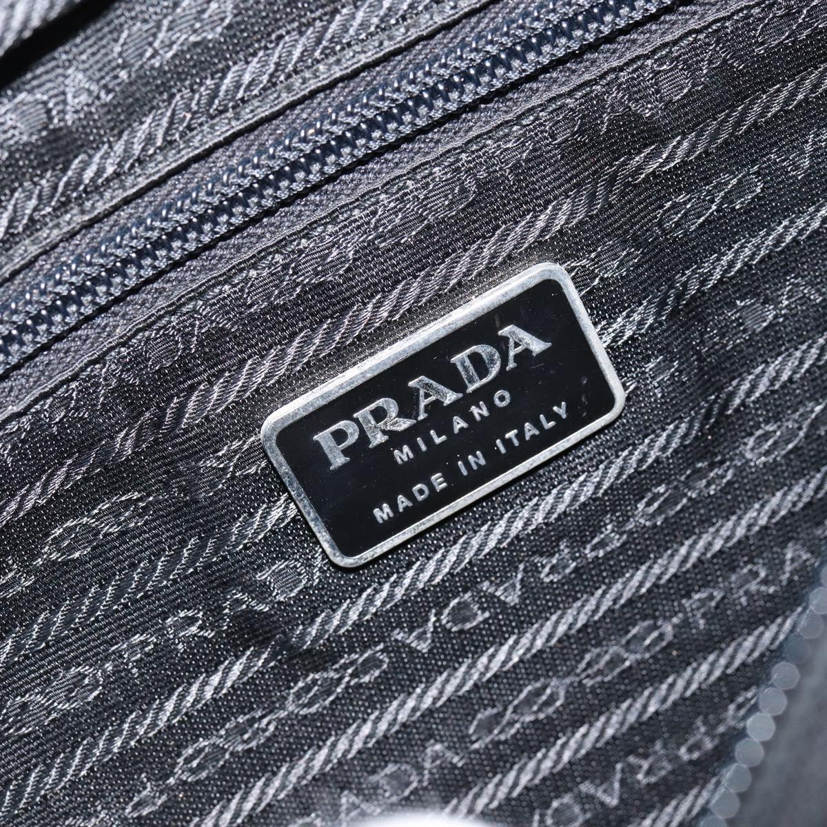 PRADA Hand Bag Nylon Black Silver Auth ka076