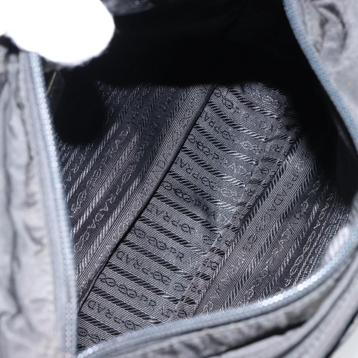 PRADA Hand Bag Nylon Black Silver Auth ka076