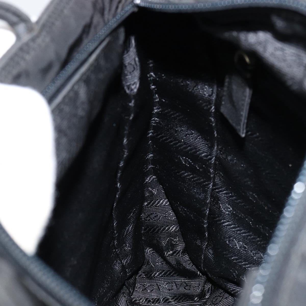 PRADA Hand Bag Nylon Black Silver Auth ka076