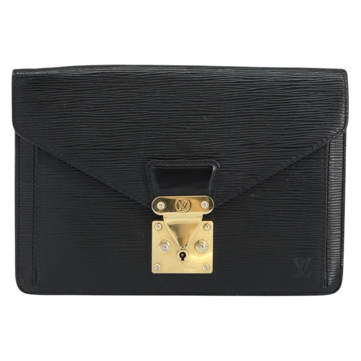 LOUIS VUITTON Epi Serie Dragonne Clutch Bag Black Noir M52612 LV Auth ka077